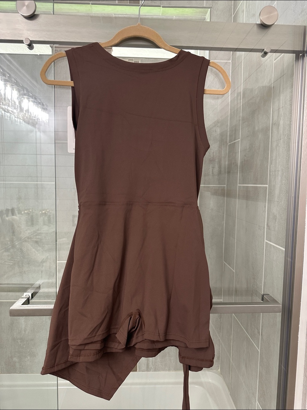 NEW ALO Yoga Brown Sleeveless Skater Dress with Side Tie - Picture 2 of 4